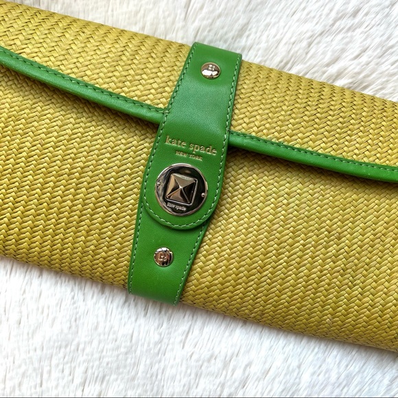 Kate Spade Wicker Clutch with Green Leather Accents - Picture 13 of 16